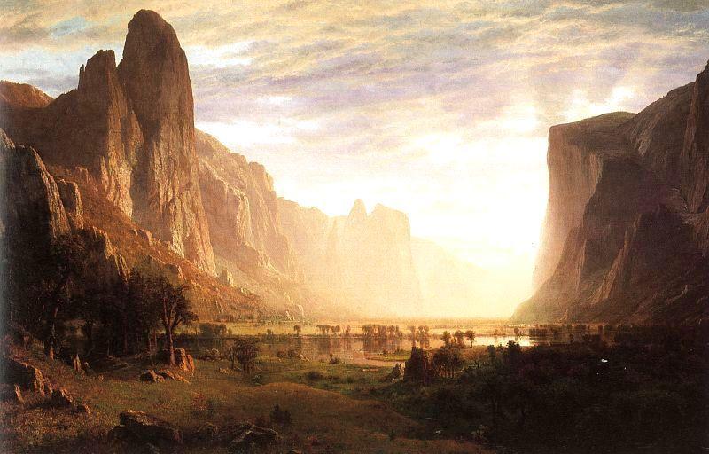 Bierstadt, Albert Looking Down the Yosemite Valley Sweden oil painting art